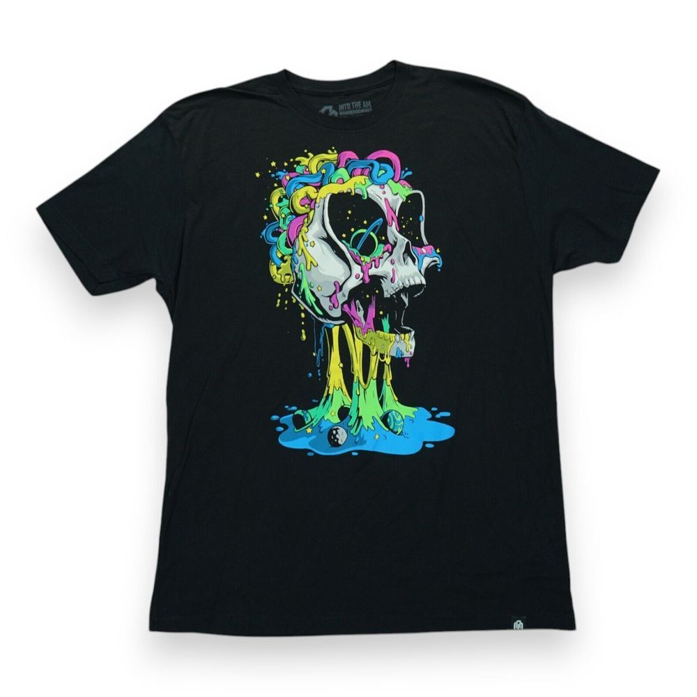 Into‎ The AM T Shirt Men's XL Multicolor Skull Graphic Tee Print Casual Retro